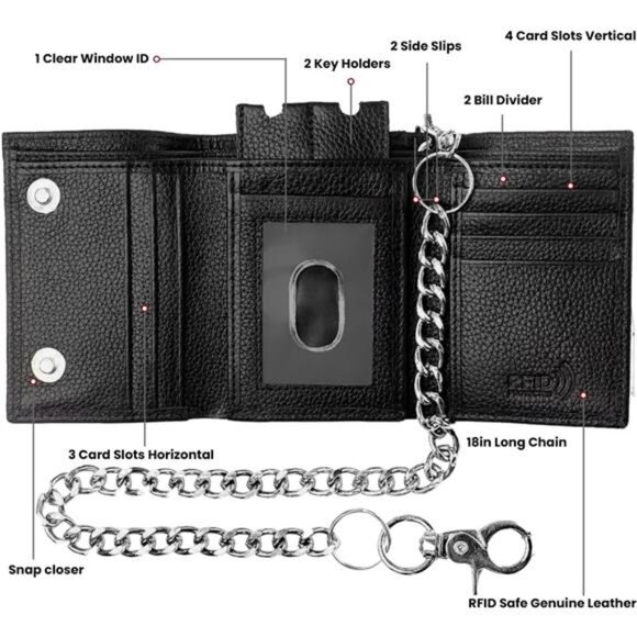 Mens Wallets Black Trifold Rfid Protection Trifold Wallet Trifold Wallets - Picture 2 of 7